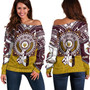 Hawaii Off Shoulder Sweatshirt Custom James B. Castle High School Super Castle Knights Tribal Style