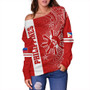 Philippines Off Shoulder Sweatshirt Lauhala Half Concept Red