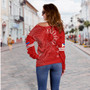 Philippines Off Shoulder Sweatshirt Lauhala Half Concept Red