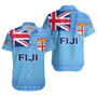 Fiji Short Sleeve Shirt - Flag Color With Traditional Patterns