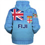 Fiji Sherpa Hoodie - Flag Color With Traditional Patterns