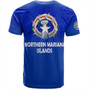 Northern Mariana Islands T-Shirt - Flag Color With Traditional Patterns