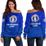 Northern Mariana Islands Off Shoulder Sweatshirt - Flag Color With Traditional Patterns