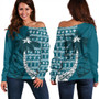 Guam Off Shoulder Sweatshirt Tree Coconut Pattern Chamorro