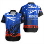 New Zealand Short Sleeve Shirt Flag Anzac Day And Red Poppy