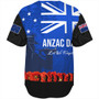 New Zealand Baseball Shirt Flag Anzac Day And Red Poppy