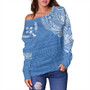 Kosrae Off Shoulder Sweatshirt Polynesian Flag With Coat Of Arms