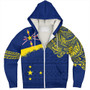 Niue Sherpa Hoodie Polynesian Flag With Coat Of Arms