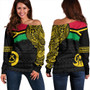 Vanuatu Off Shoulder Sweatshirt Polynesian Flag With Coat Of Arms