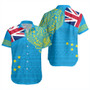 Tuvalu Short Sleeve Shirt Polynesian Flag With Coat Of Arms