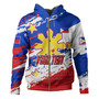 Philippines Filipinos Hoodie Custom Filipino Sun 3 Stars Bicolor Flag Tribal Grunge Style