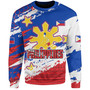 Philippines Filipinos Sweatshirt Custom Filipino Sun 3 Stars Bicolor Flag Tribal Grunge Style