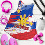 Philippines Filipinos Women Tank Custom Filipino Sun 3 Stars Bicolor Flag Tribal Grunge Style