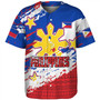 Philippines Filipinos Baseball Shirt Custom Filipino Sun 3 Stars Bicolor Flag Tribal Grunge Style