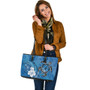 Hawaii Leather Tote Bag Flower And Sea Turtle Polynesian