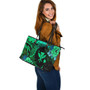 Hawaii Leather Tote Bag Polynesian Turtle Tropical Gardient Green