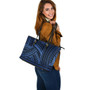 Polynesia Leather Tote Bag Pattern Tattoo Blue