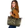 Polynesia Leather Tote Bag Pattern Tattoo Gold