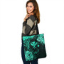 Hawaii Tote Bag Polynesian Turtle Tropical Patina Green