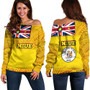 Niue Off Shoulder Sweatshirt Flag Color With Traditional Patterns