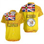 Niue Short Sleeve Shirt Flag Color With Traditional Patterns