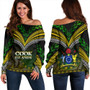 Cook Islands Off Shoulder Sweatshirt Flag Color With Traditional Patterns