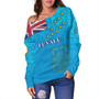 Tuvalu Off Shoulder Sweatshirt Flag Color With Traditional Patterns