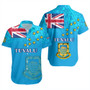 Tuvalu Short Sleeve Shirt Flag Color With Traditional Patterns