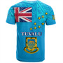 Tuvalu T-Shirt Flag Color With Traditional Patterns