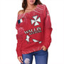 Wallis And Futuna Off Shoulder Sweatshirt Flag Color With Traditional Patterns