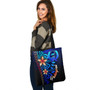 Pohnpei Custom Personalised Tote Bag Blue Vintage Tribal Mountain Micronesia2