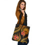 Tahiti Tote Bag Gold Polynesian Pattern Plumeria