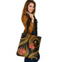 Chuuk Tote Bag Gold Polynesian Pattern Plumeria