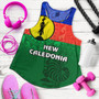 New Caledonia Women Tank Flag Color With Traditional Patterns