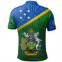 Solomon Islands Polo Shirt Flag Color With Traditional Patterns