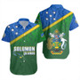 Solomon Islands Short Sleeve Shirt Flag Color With Traditional Patterns