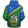 Solomon Islands Sherpa Hoodie Flag Color With Traditional Patterns