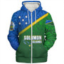 Solomon Islands Sherpa Hoodie Flag Color With Traditional Patterns