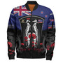 New Zealand Bomber Jacket Custom New Zealand Anzac Day With Poppy Flowers And Traditional Maori Patterns