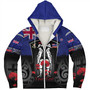 New Zealand Sherpa Hoodie Custom New Zealand Anzac Day With Poppy Flowers And Traditional Maori Patterns