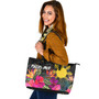 Philippines Custom Personalised Leather Tote Polynesian Hibiscus Pattern