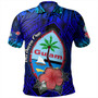 Guam Polo Shirt Hibiscus Flowers With Seal