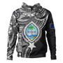 Guam Hoodie Custom Guam Coat Of Arms Polynesian Half Body Tattoo Black Style