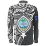 Guam Long Sleeve Shirt Custom Guam Coat Of Arms Polynesian Half Body Tattoo Black Style