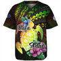 Guam Baseball Shirt Hafa Adai Guam Seal Tropical Flowers