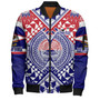 American Samoa Bomber Jacket Custom AS Coat Of Arms Polynesian Art Tattoo Sleeve