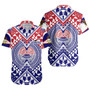 American Samoa Short Sleeve Shirt Custom AS Coat Of Arms Polynesian Art Tattoo Sleeve