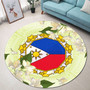 Philippines Filipino Round Rug Filipino Sun And Jasmine Flowers