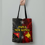 Papua New Guinea Seal With Flag Polynesian Pattern Tote Bags