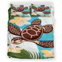 Polynesian Bedding Set - Tropical Flowers With Turtle Bedding Set